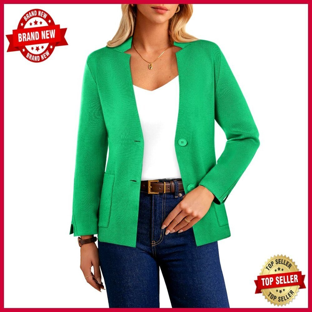 Soft Knit Blazer Cardigan with Pockets Business Casual Work Jacket